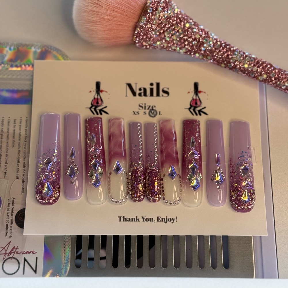 Purple Bling | Custom Press On Nails | High Quality Nails | Handmade MEDIUM